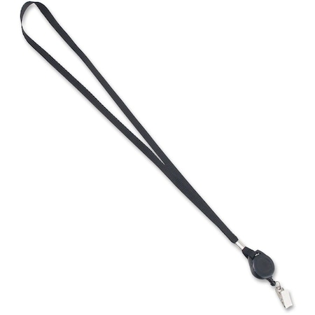 Advantus Lanyards, w/ Badge Clip, Retractable, 36", 12/BX, Black 12PK AVT75549